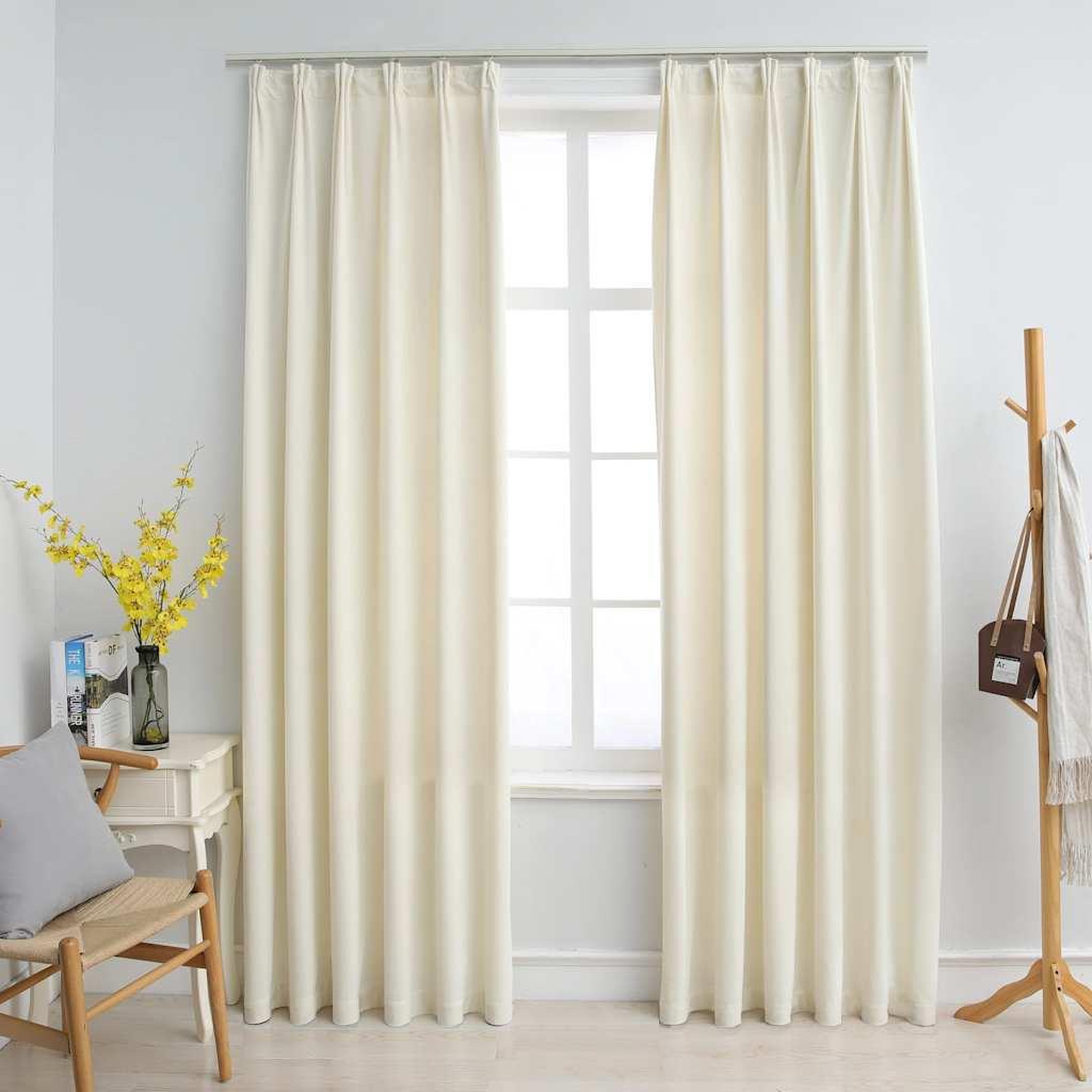 VIDAXL Rideaux occultants avec crochets 2 pcs Velours Creme 140x225 cm