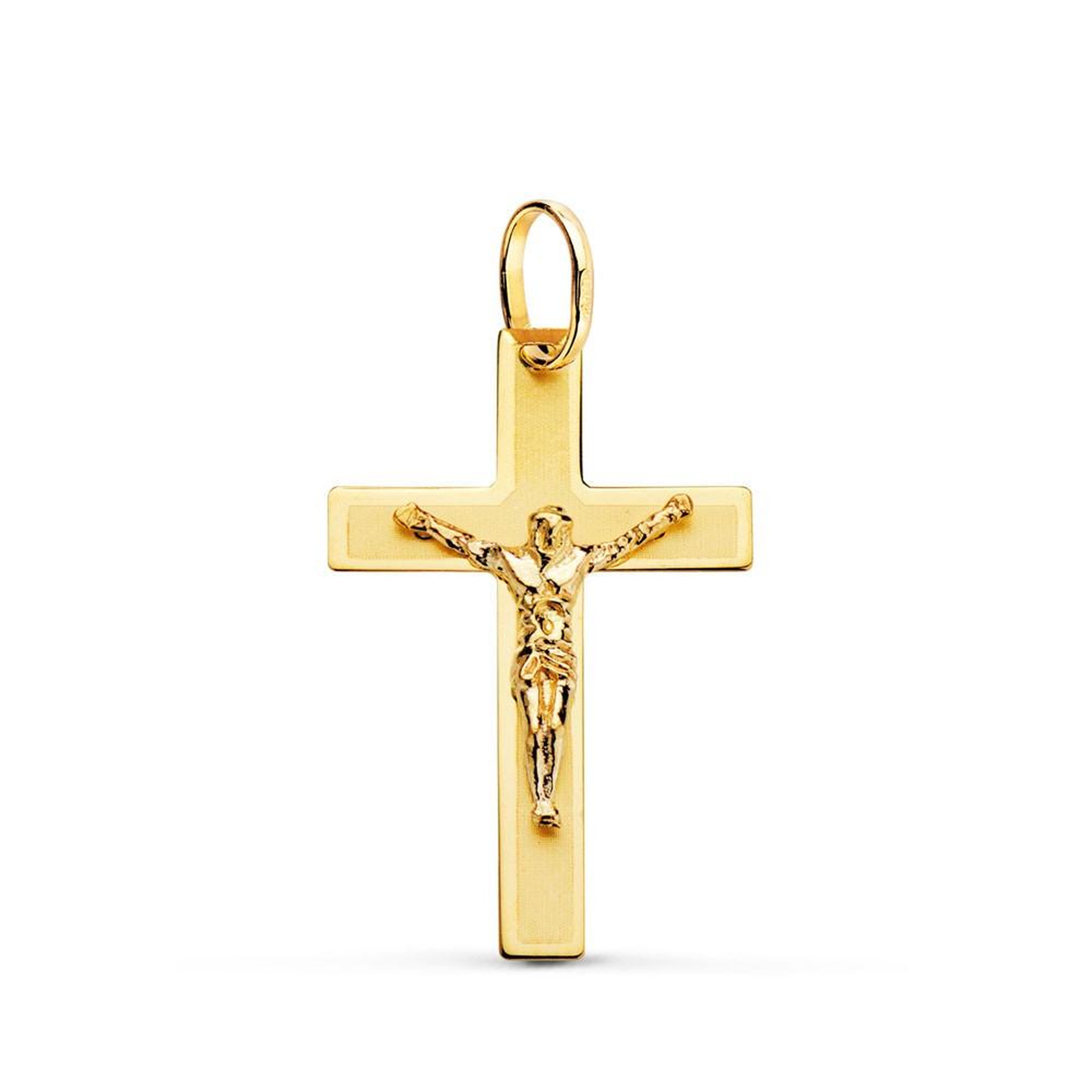 L'ATELIER D'AZUR Pendentif  - Médaille Christ sur la Croix Or 18 Carats 750 Jaune - Chaine Offerte