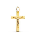 L'ATELIER D'AZUR Pendentif  - Médaille Christ sur la Croix Or 18 Carats 750 Jaune - Chaine Offerte