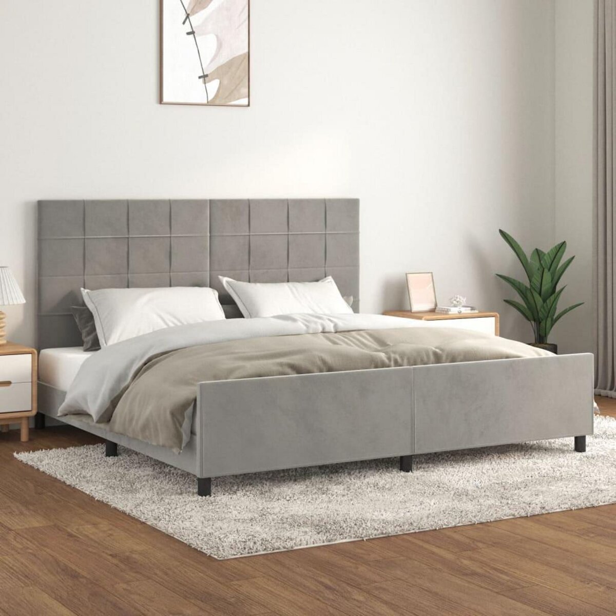 VIDAXL Cadre de lit sans matelas gris clair 200x200 cm velours