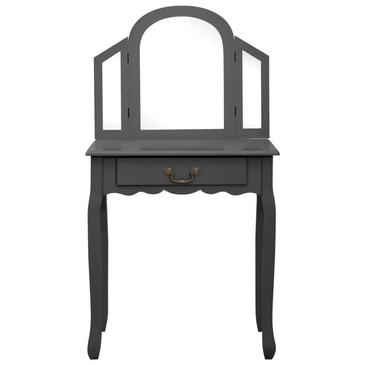 VIDAXL Coiffeuse et tabouret Gris 65x36x128 cm Bois de paulownia MDF