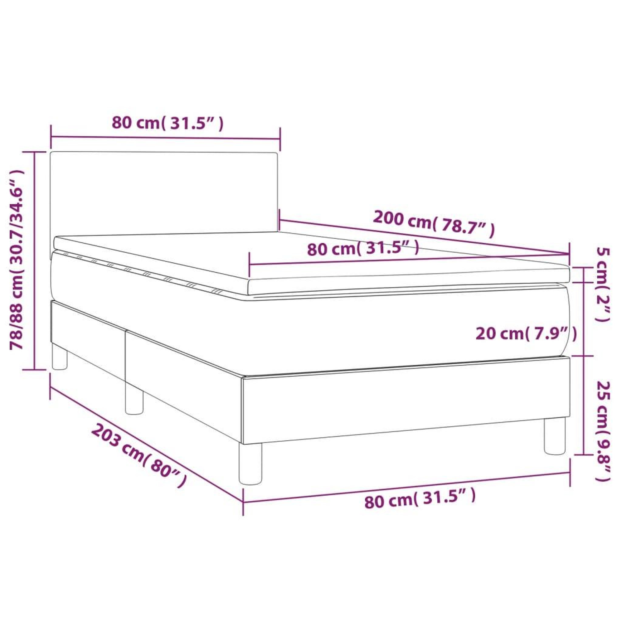 Voir la diapositive 6 : VIDAXL Sommier a lattes de lit avec matelas et LED Blanc 80x200cm