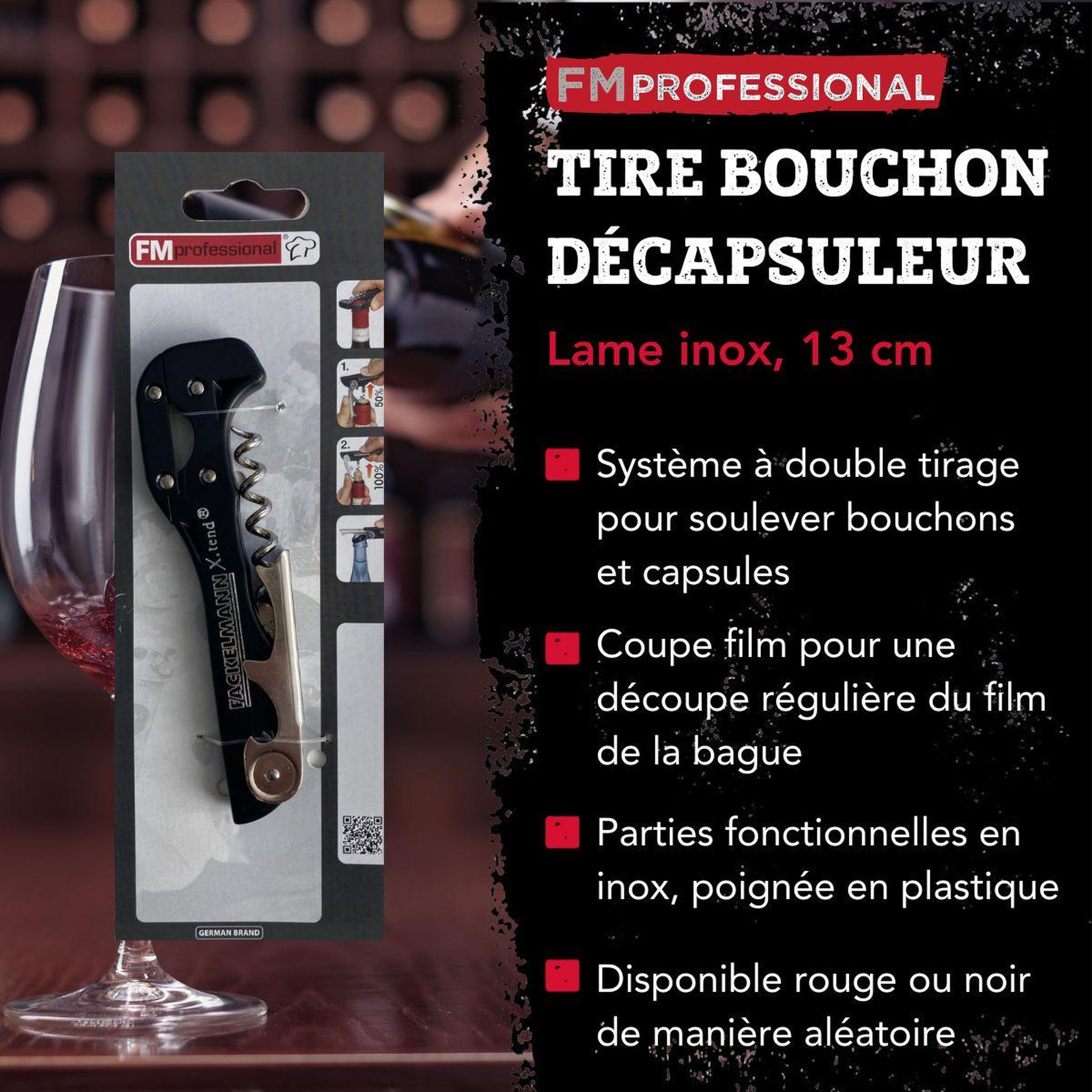 Voir la diapositive 3 : FM PROFESSIONAL Tire-bouchon décapsuleur 13 cm fm professional boissons