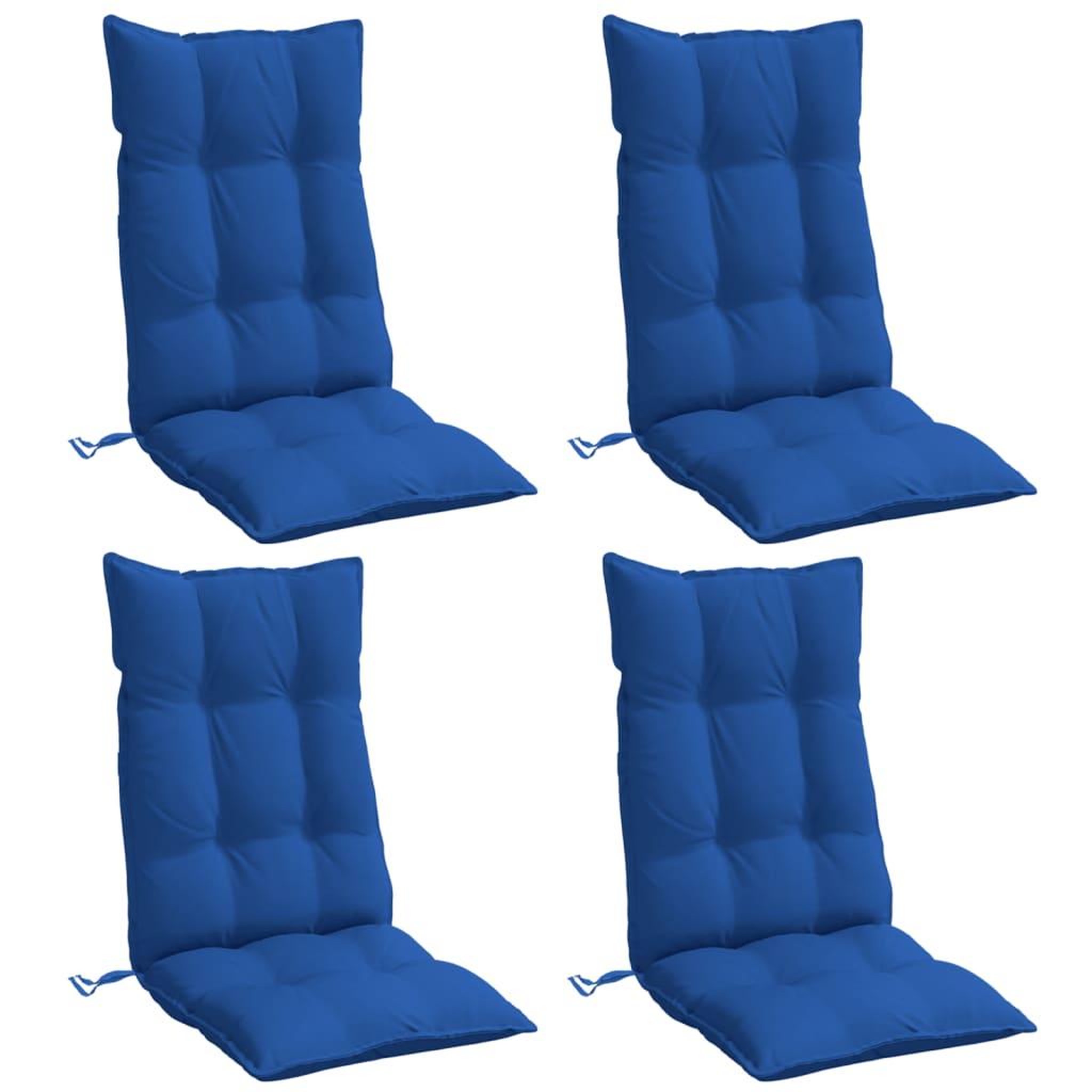Voir la diapositive 3 : VIDAXL Coussins de chaise a dossier haut lot de 4 bleu royal