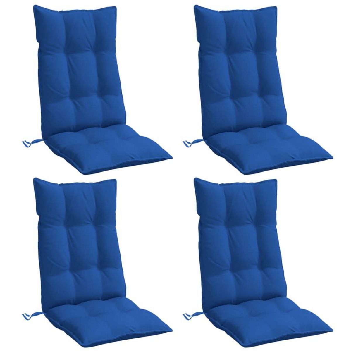 VIDAXL Coussins de chaise a dossier haut lot de 4 bleu royal