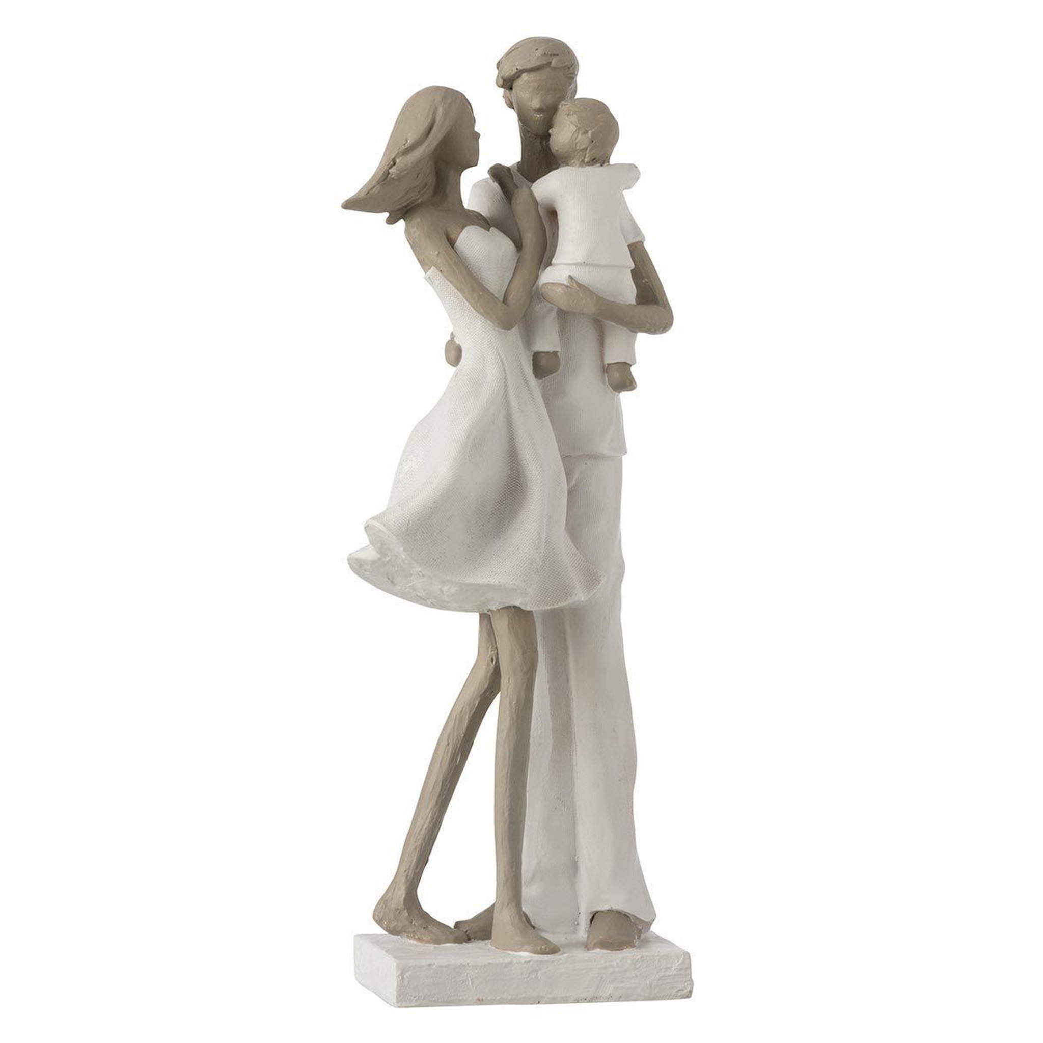 J-LINE Statuette déco  couple avec enfant  31cm blanc