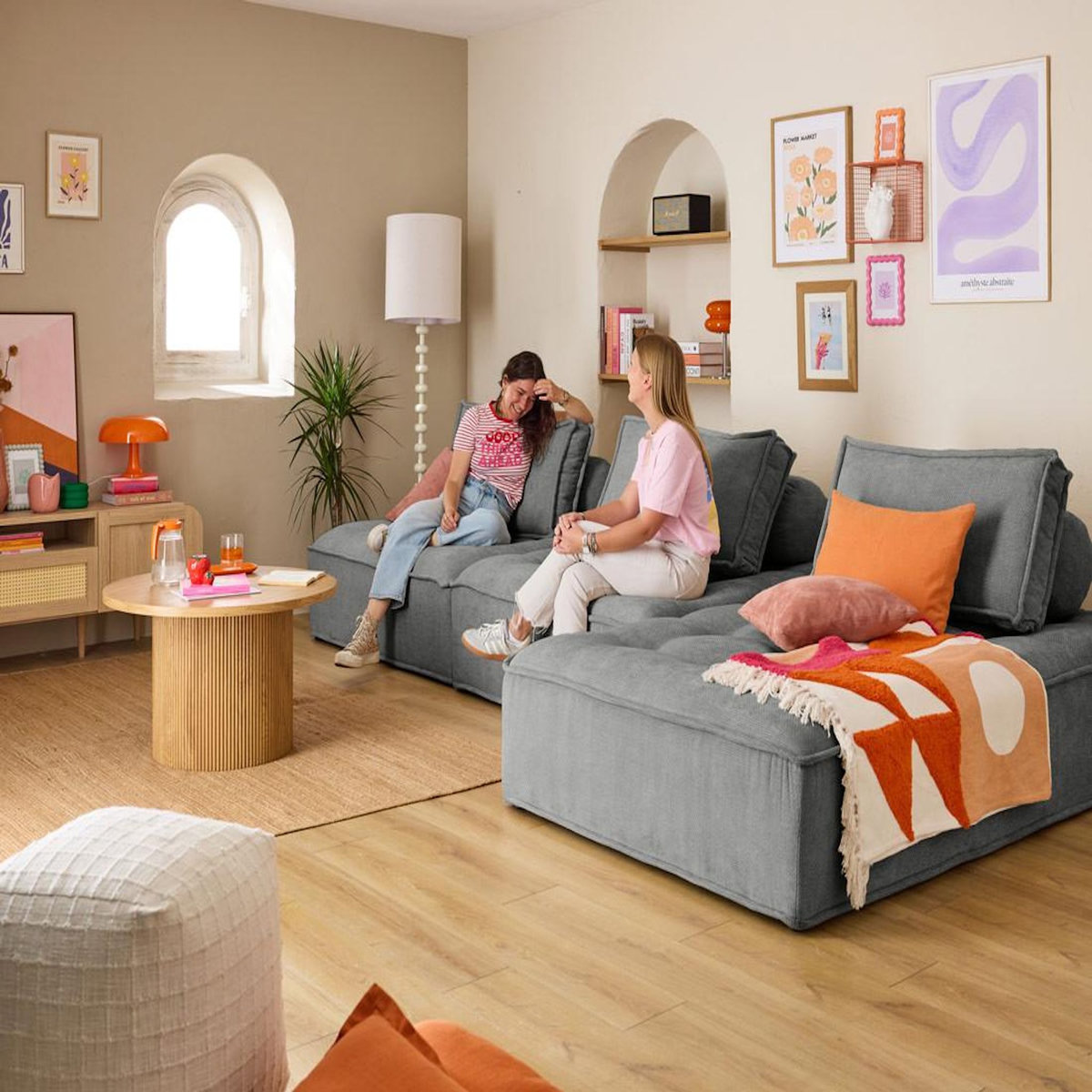 LISA DESIGN Marisol - canapé d'angle modulable 4 places - velours texturé