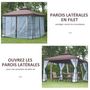 Voir la diapositive 6 : OUTSUNNY Tonnelle barnum style colonial double toit toile moustiquaires amovibles 3 x 3 x 2,65 m chocolat et blanc