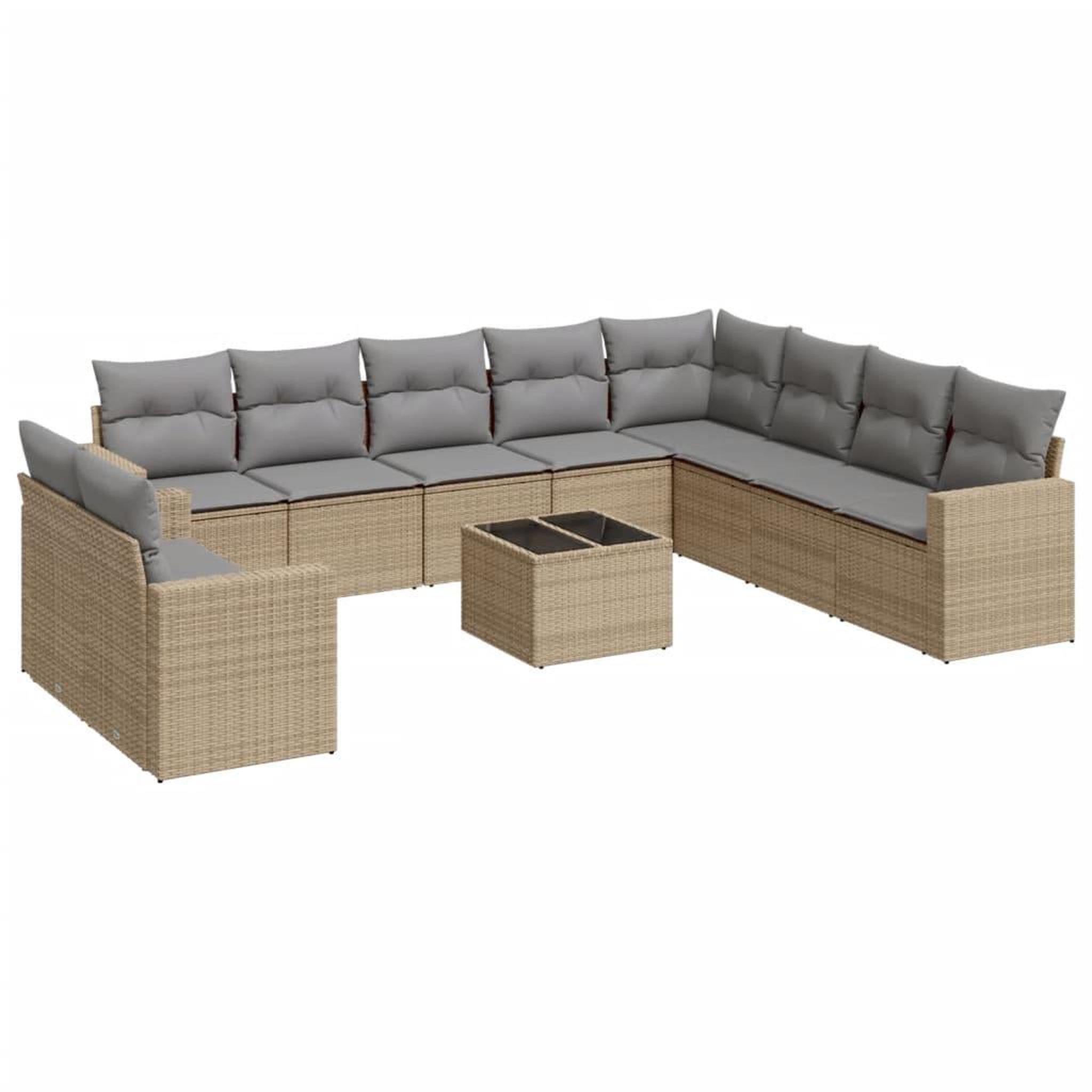 Voir la diapositive 2 : VIDAXL Salon de jardin 11 pcs avec coussins beige resine tressee