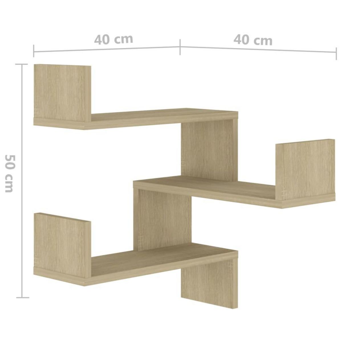 VIDAXL Etagere d'angle murale Chene Sonoma 40x40x50 cm bois ingenierie