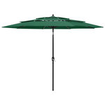 VIDAXL Parasol de jardin a 3 niveaux avec mat en aluminium vert 3 m