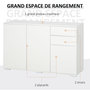 Voir la diapositive 5 : HOMCOM Commode buffet de rangement 2 tiroirs coulissants 3 portes étagère réglable panneaux de particules 117 x 36 x 74 cm blanc