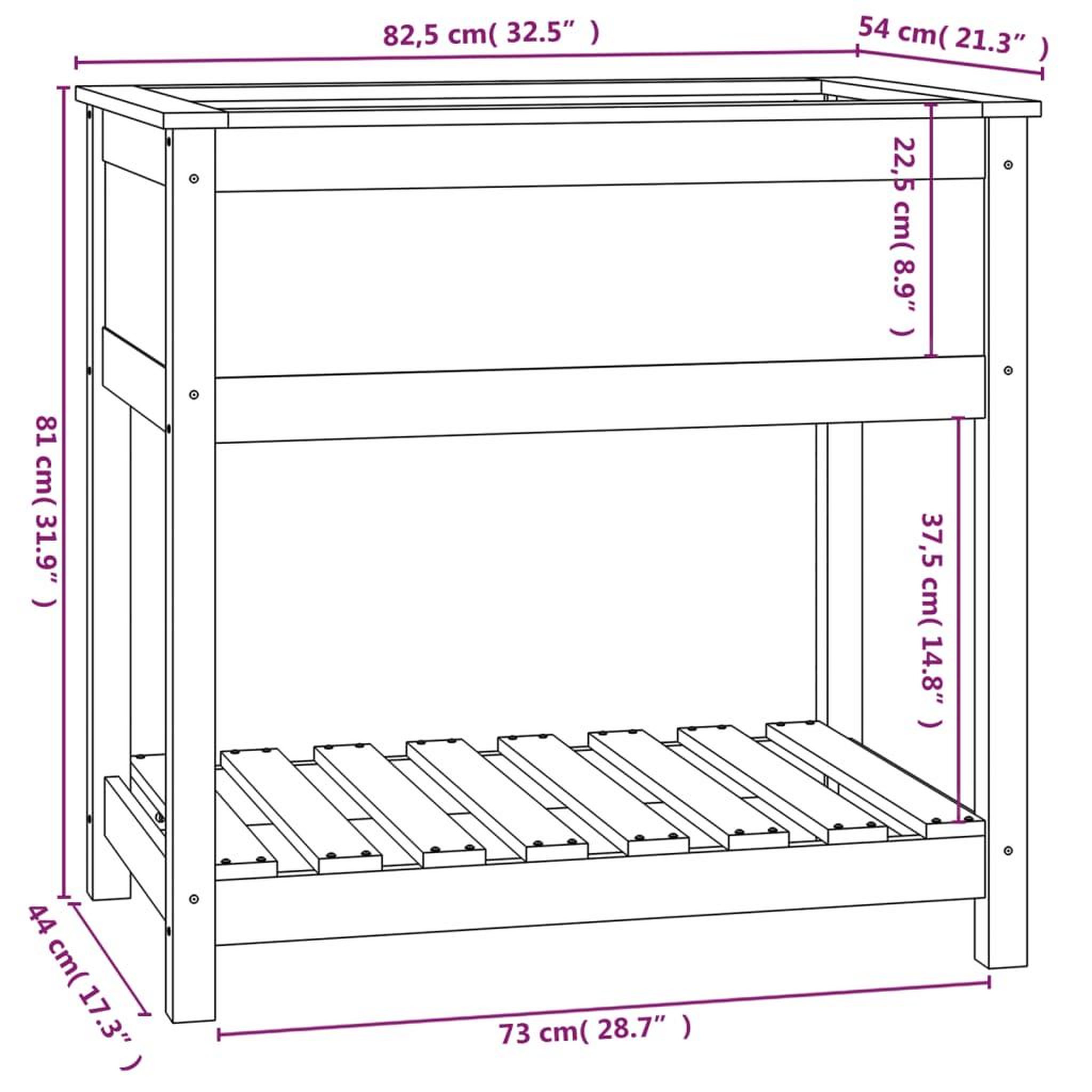 Voir la diapositive 6 : VIDAXL Jardiniere avec etagere Blanc 82,5x54x81 cm Bois massif de pin