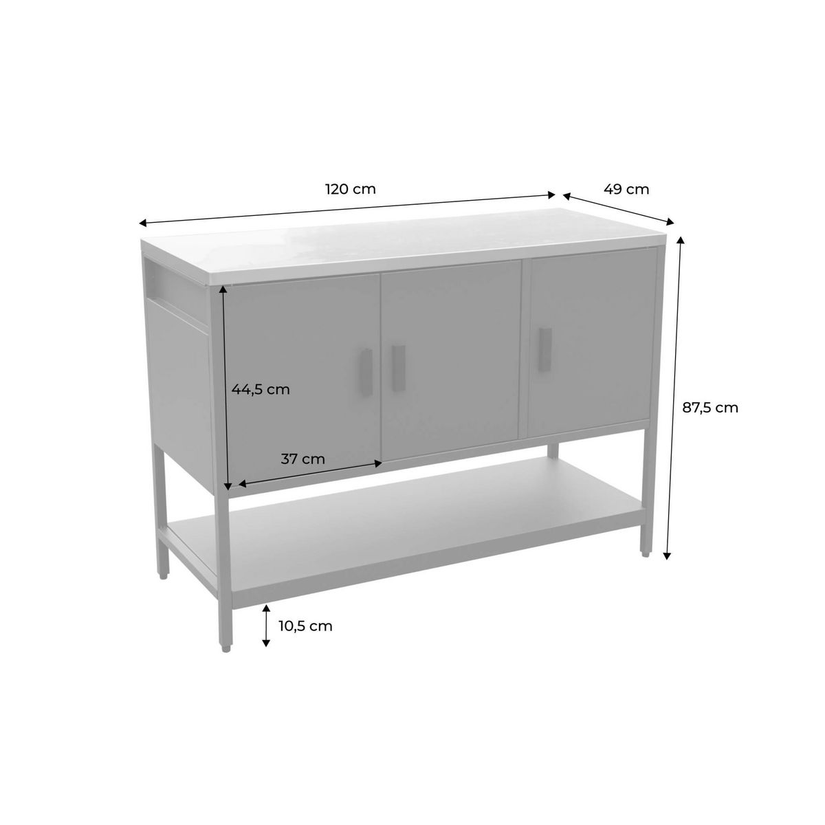 SWEEEK Cuisine extérieure en acier 3 portes,1 étagère L120cm
