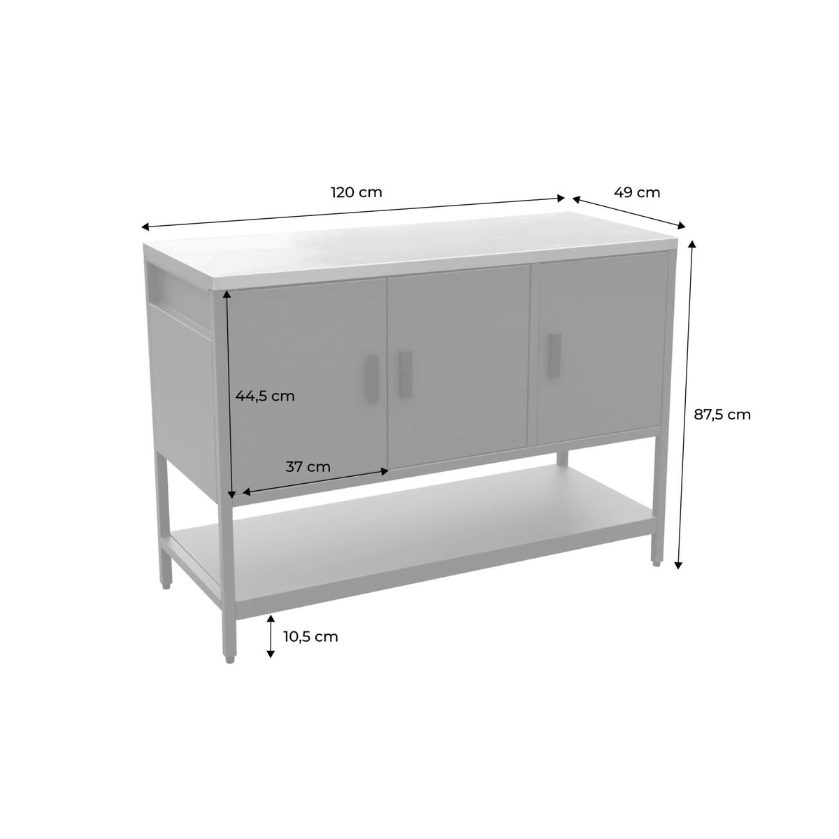 SWEEEK Cuisine extérieure en acier 3 portes,1 étagère L120cm