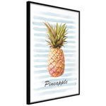 Paris Prix Affiche Murale Encadrée  Pineapple on Striped Background. Coloris disponibles : Jaune, Noir