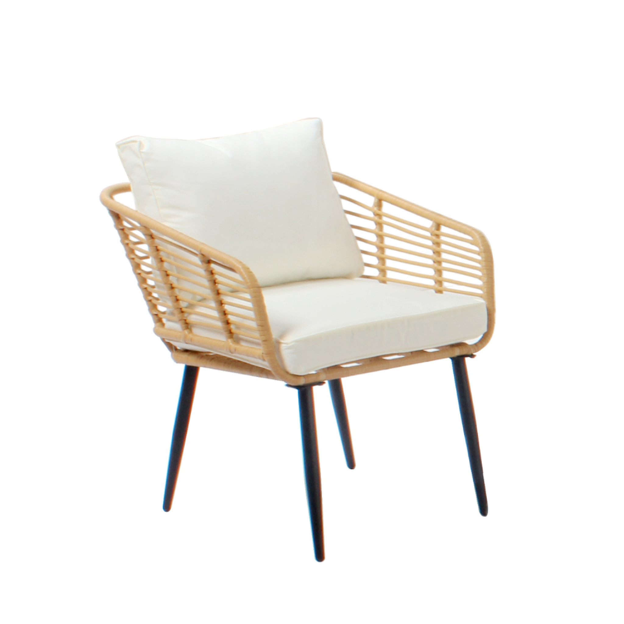 Voir la diapositive 6 : CONCEPT USINE Salon de jardin 4 places canapé et chaises effet rotin avec coussins conforts sitia