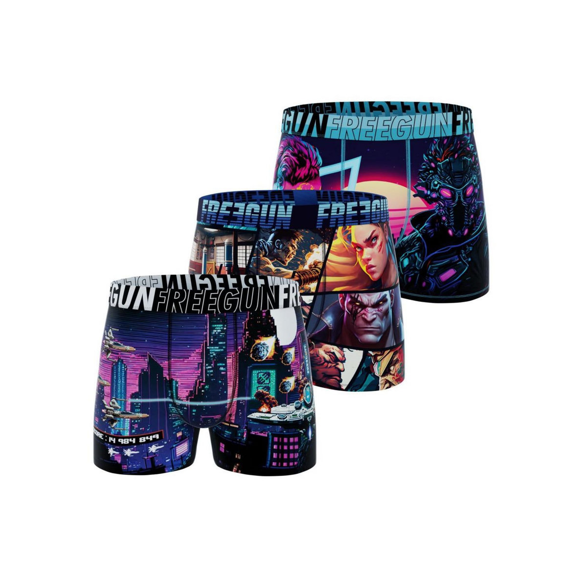 FREEGUN Lot de 3 boxers enfant Cyber
