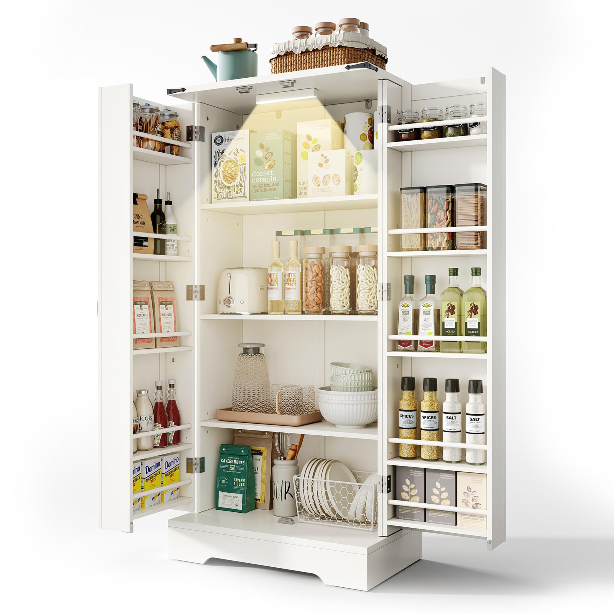 MERAX Buffet de cuisine 2 porte(s) 0 tiroir(s) - 60 cm blanc led mdf