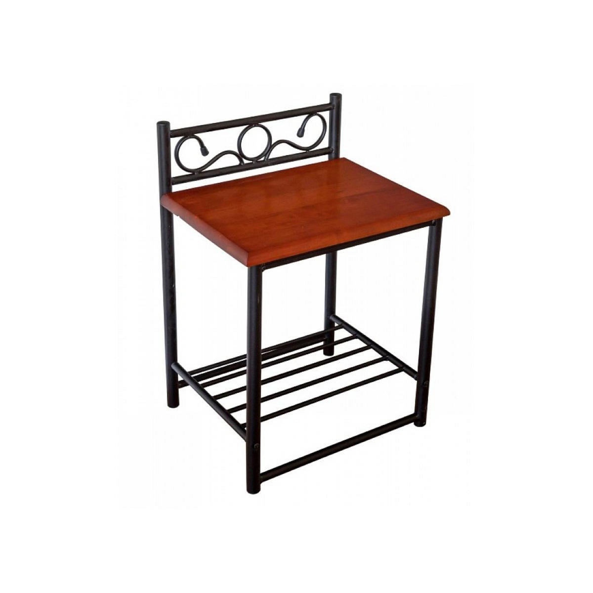 HomeStyle4U Table de chevet en metal noir laqué ref. 1069
