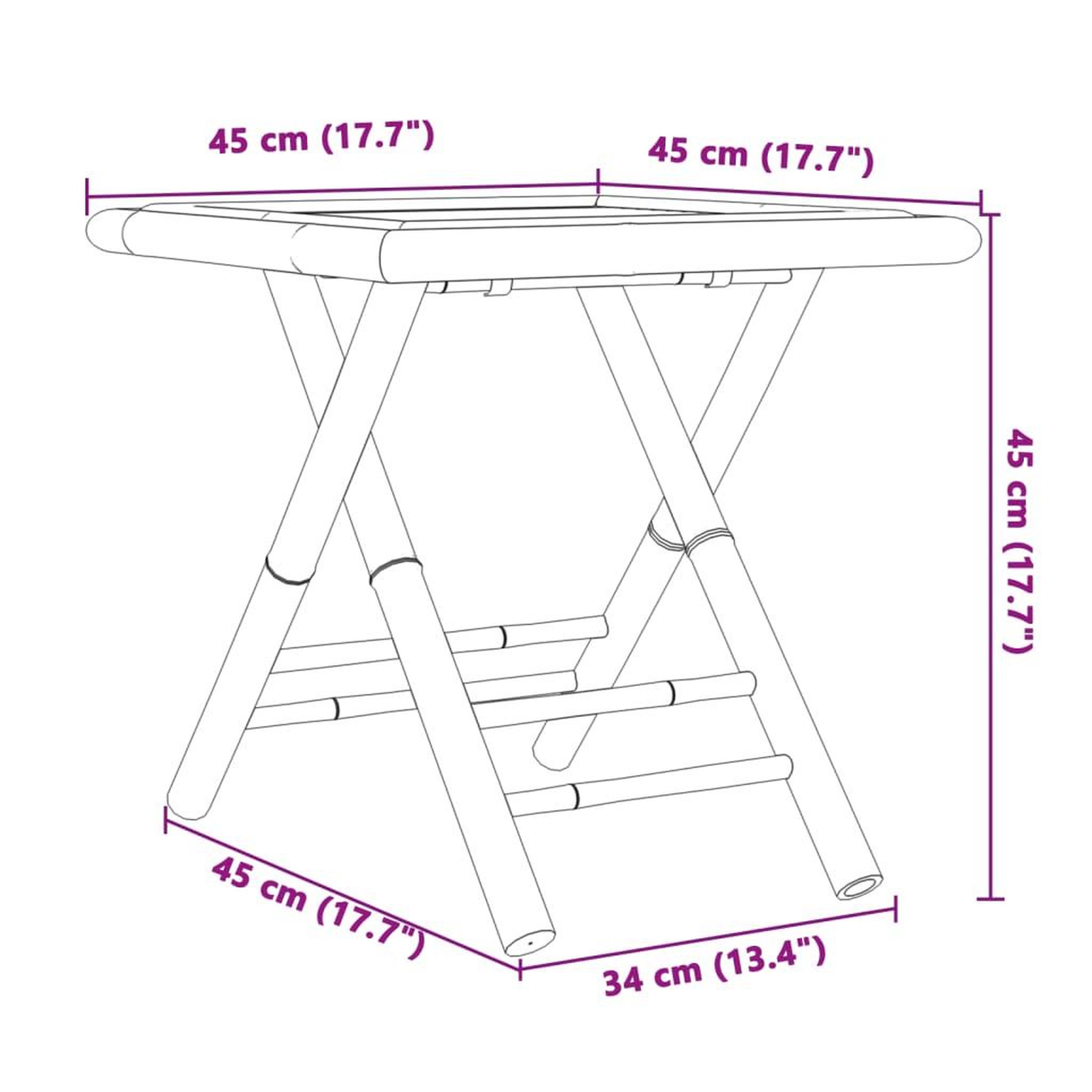 Voir la diapositive 6 : VIDAXL Table de jardin pliable 45x45x45 cm bambou