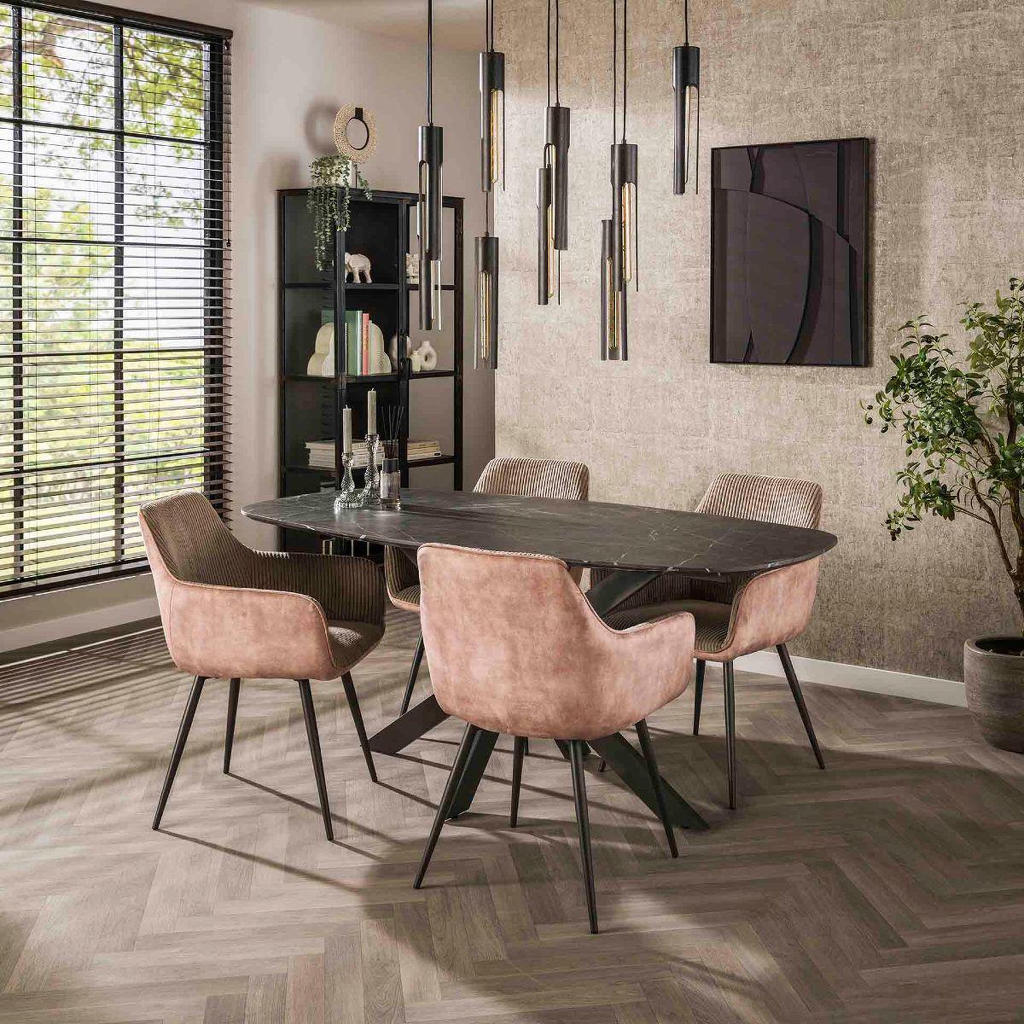 Voir la diapositive 3 : JLC KREATION Table à manger ovale en bois aspect céramique 180cm maeva 2