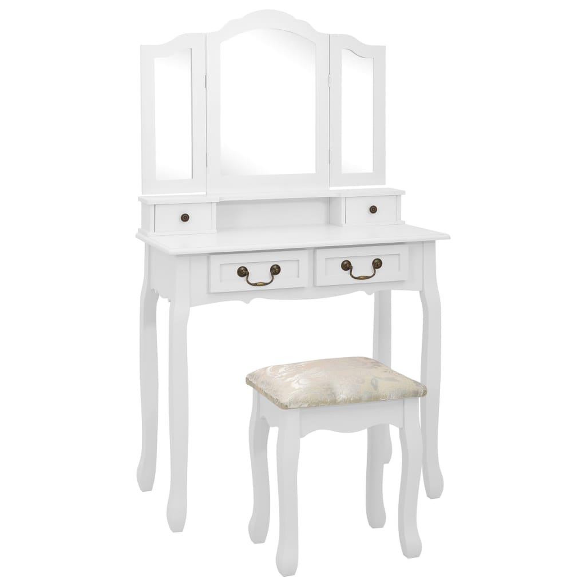 Voir la diapositive 1 : VIDAXL Ensemble de coiffeuse avec tabouret Blanc 80x69x141cm Paulownia