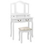 Voir la diapositive 1 : VIDAXL Ensemble de coiffeuse avec tabouret Blanc 80x69x141cm Paulownia