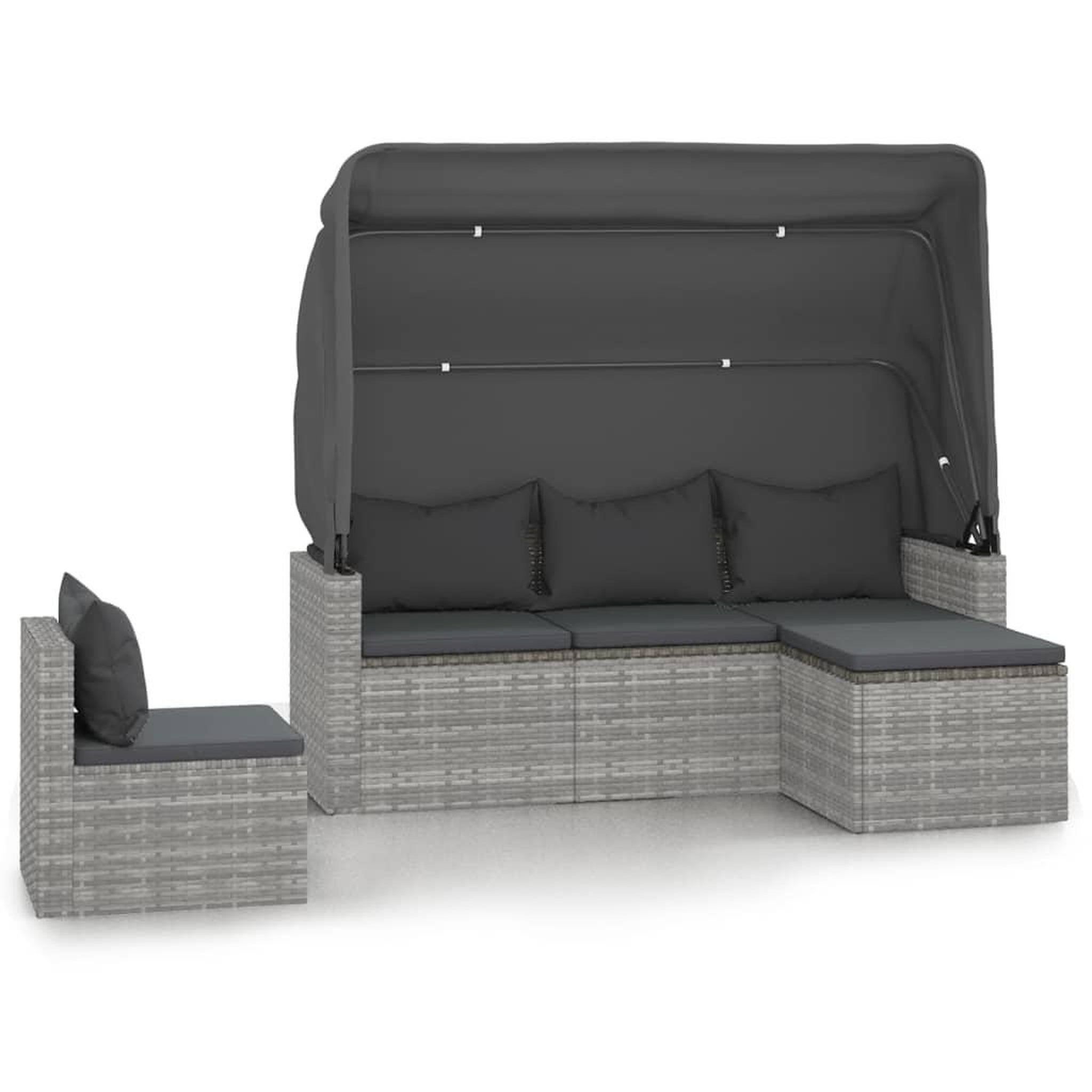 Voir la diapositive 2 : VIDAXL Salon de jardin 4 pcs avec coussins gris resine tressee
