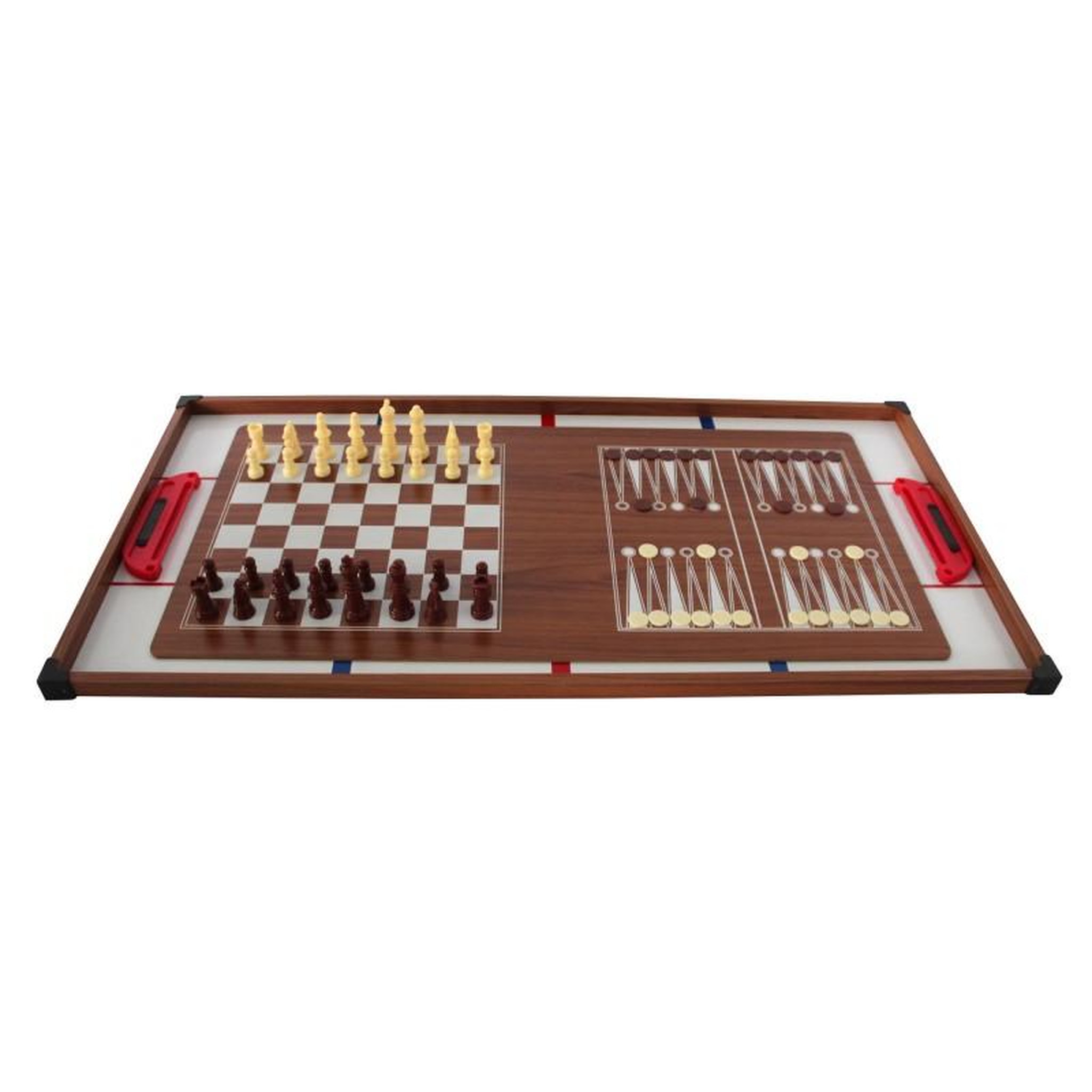 Voir la diapositive 5 : PLAY4FUN Plateaux Multi-jeux, 14 jeux : Ping Pong, Air Hockey, Bowling, Echec, Mikado, Back Gammon 97 x 49 x 3 cm