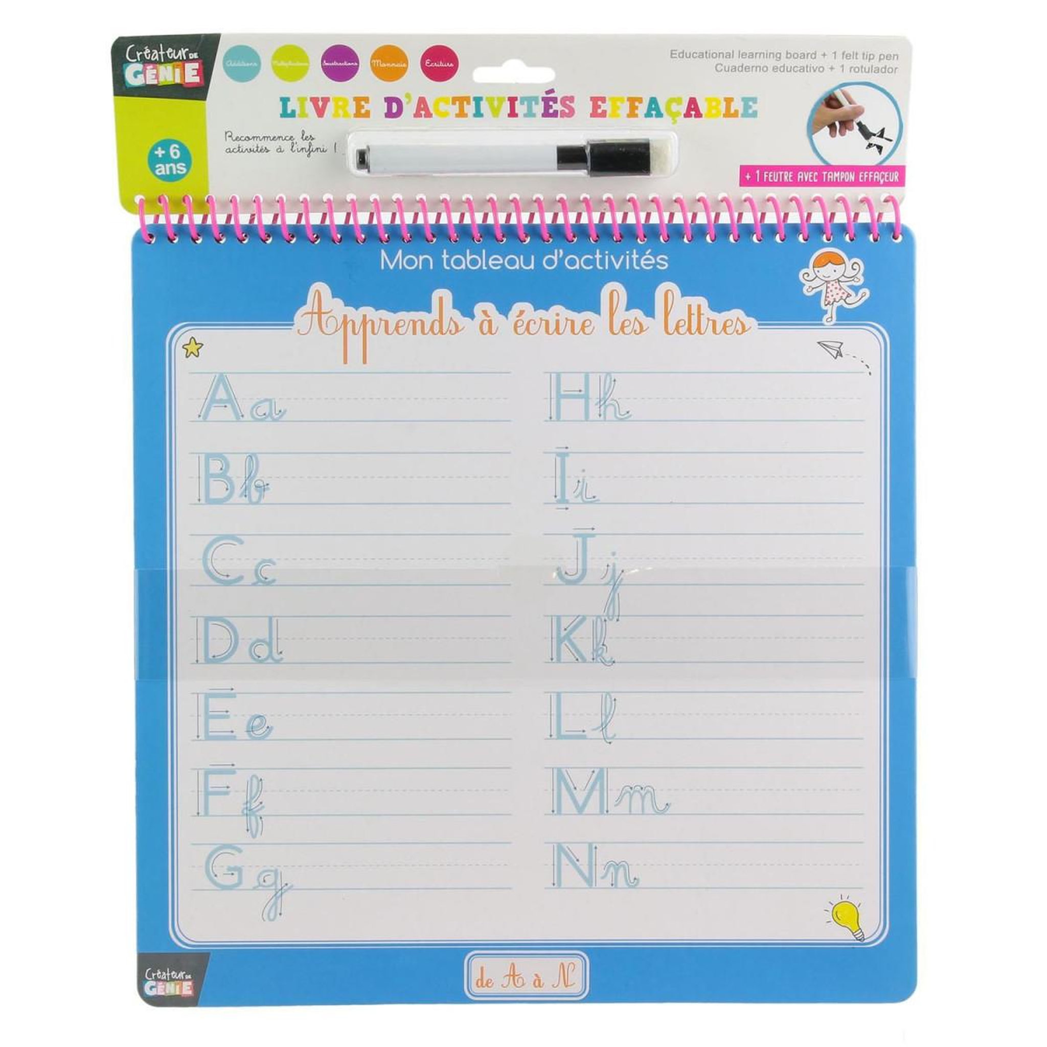 Voir la diapositive 2 : Jeux 2 momes Cahier éducatif & feutre  activités  35cm blanc
