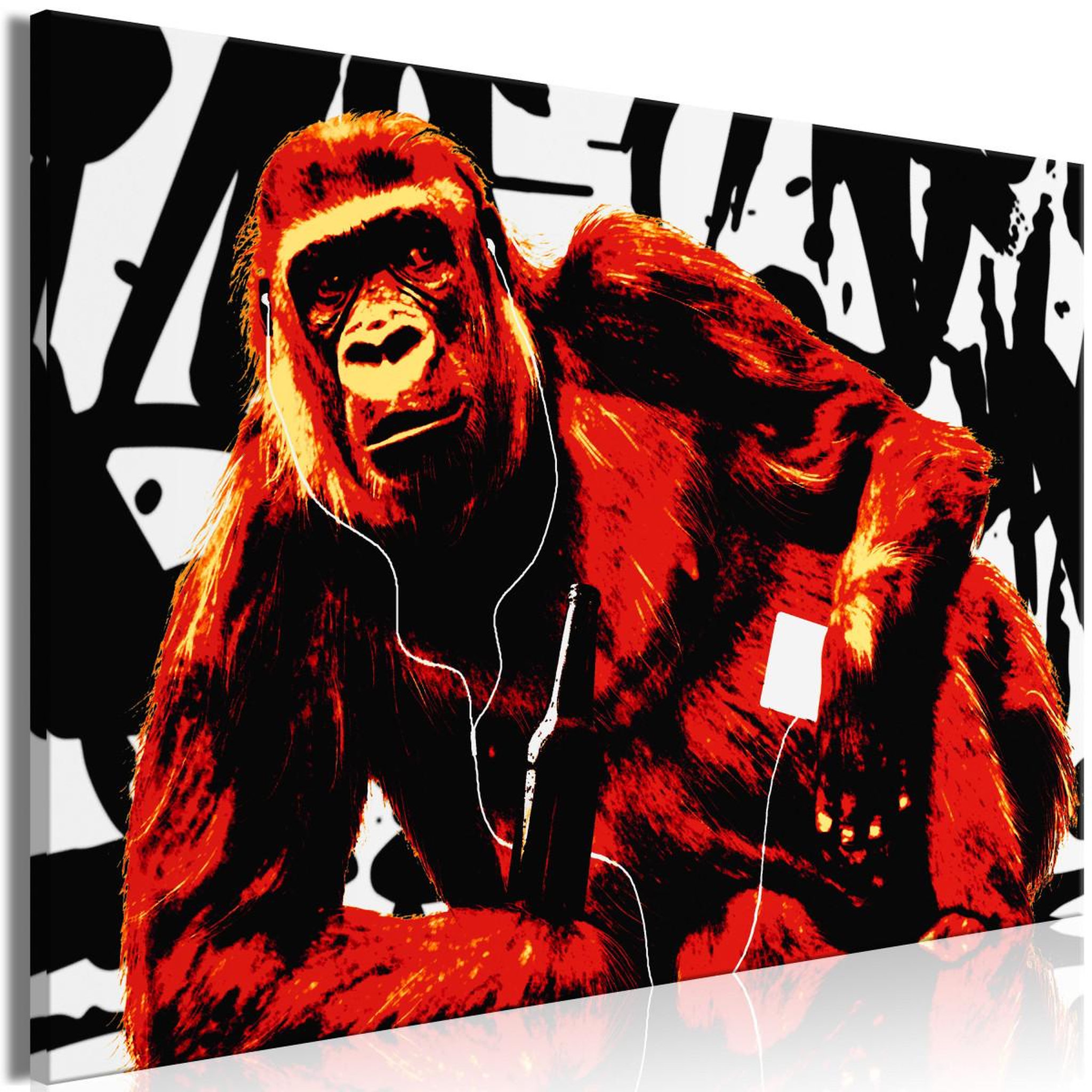Paris Prix Tableau imprimé  pop art monkey narrow red. Coloris disponibles : Multicolore
