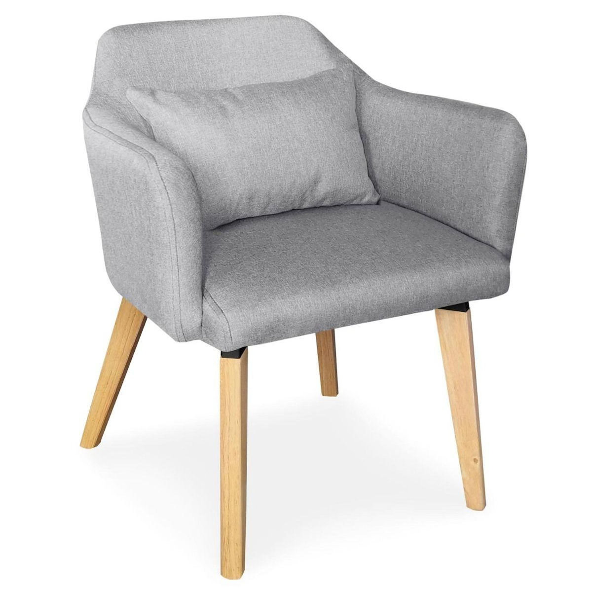 Paris Prix Fauteuil Scandinave en Tissu  Delante  67cm Gris