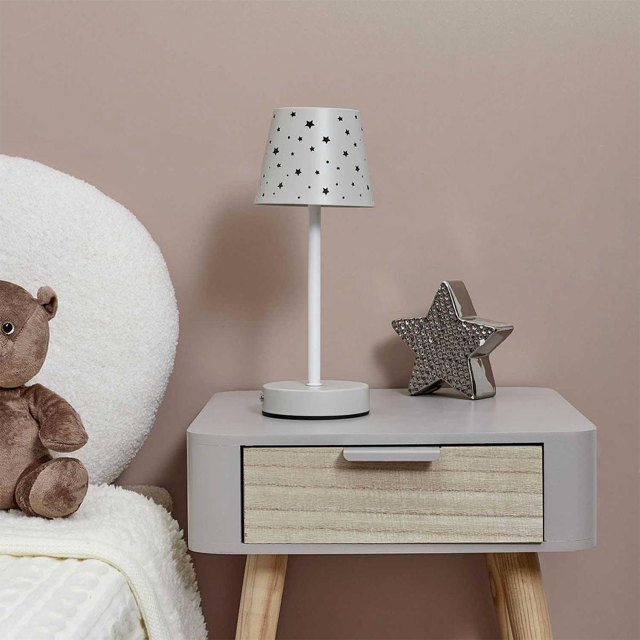 Voir la diapositive 6 : HOME DECO KIDS Lampe à Poser Rechargeable  Étoiles  29cm Gris