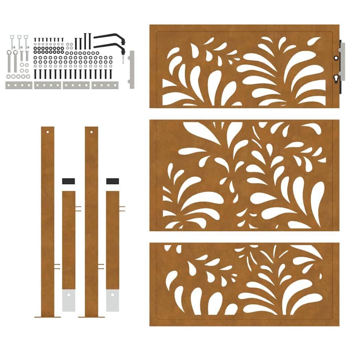 VIDAXL Porte de jardin acier resistant aux intemperies design vagues