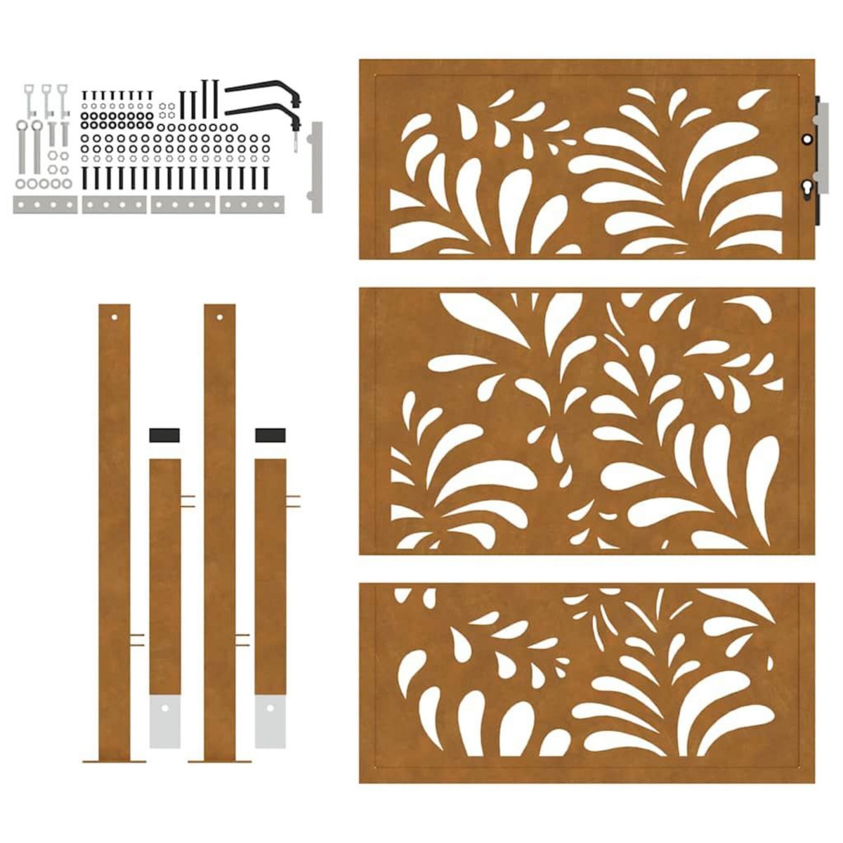 VIDAXL Porte de jardin acier resistant aux intemperies design vagues