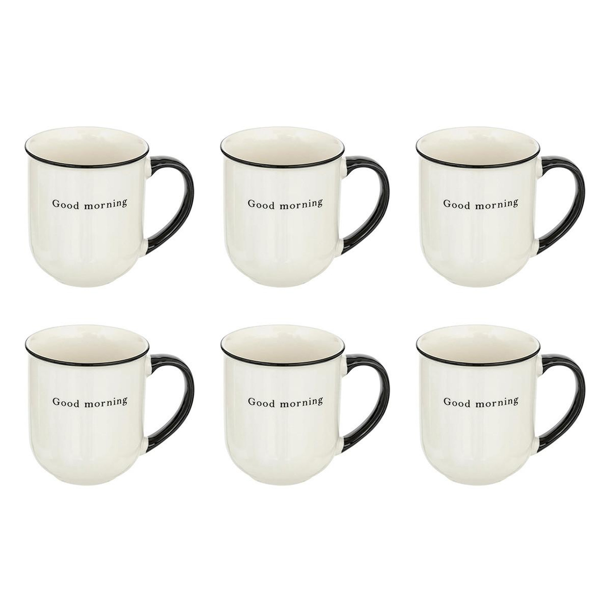 SECRET DE GOURMET Lot de 6 mugs  alix  38cl blanc & noir