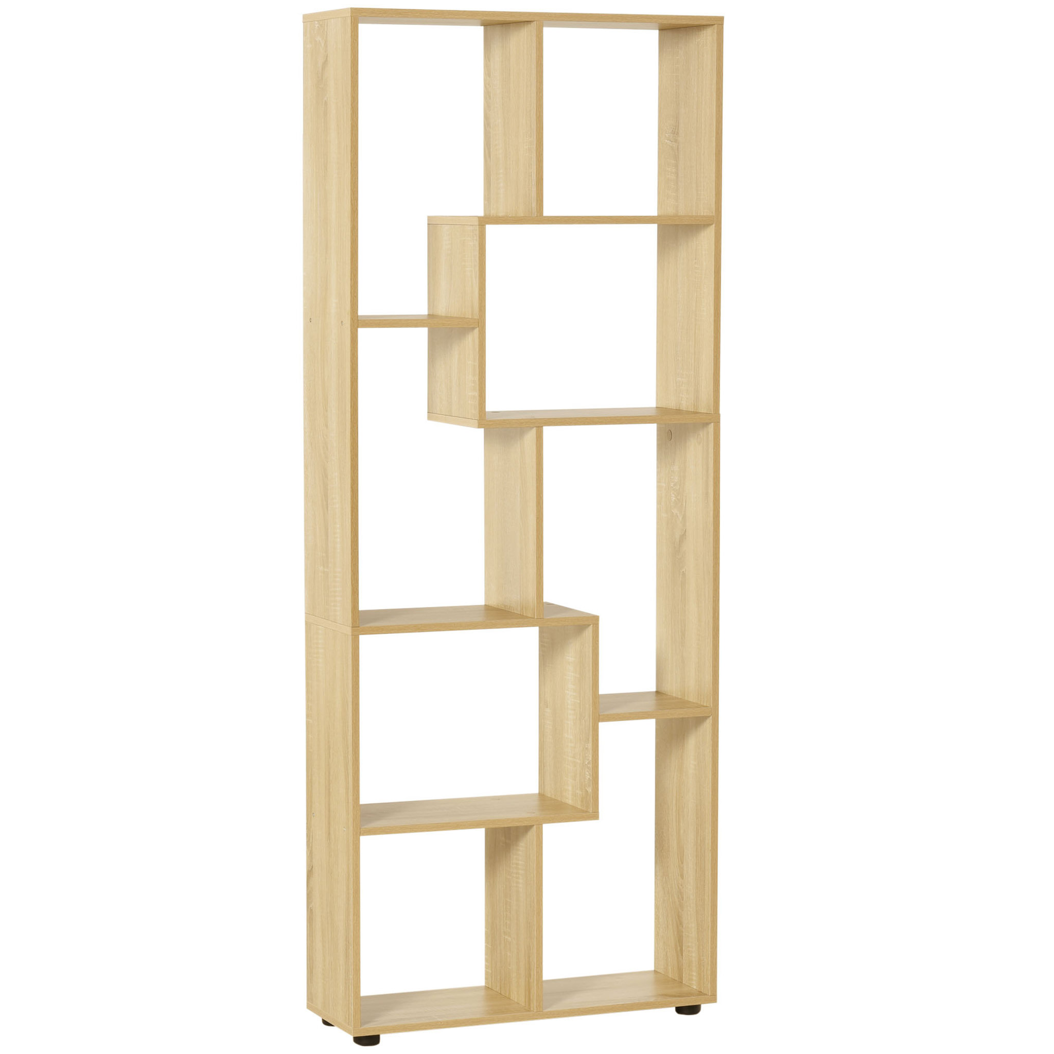 Voir la diapositive 1 : HOMCOM Bibliothèque étagère meuble de rangement dim. 70L x 24l x 178H cm en zigazag et 8 espaces en panneau de particules naturel
