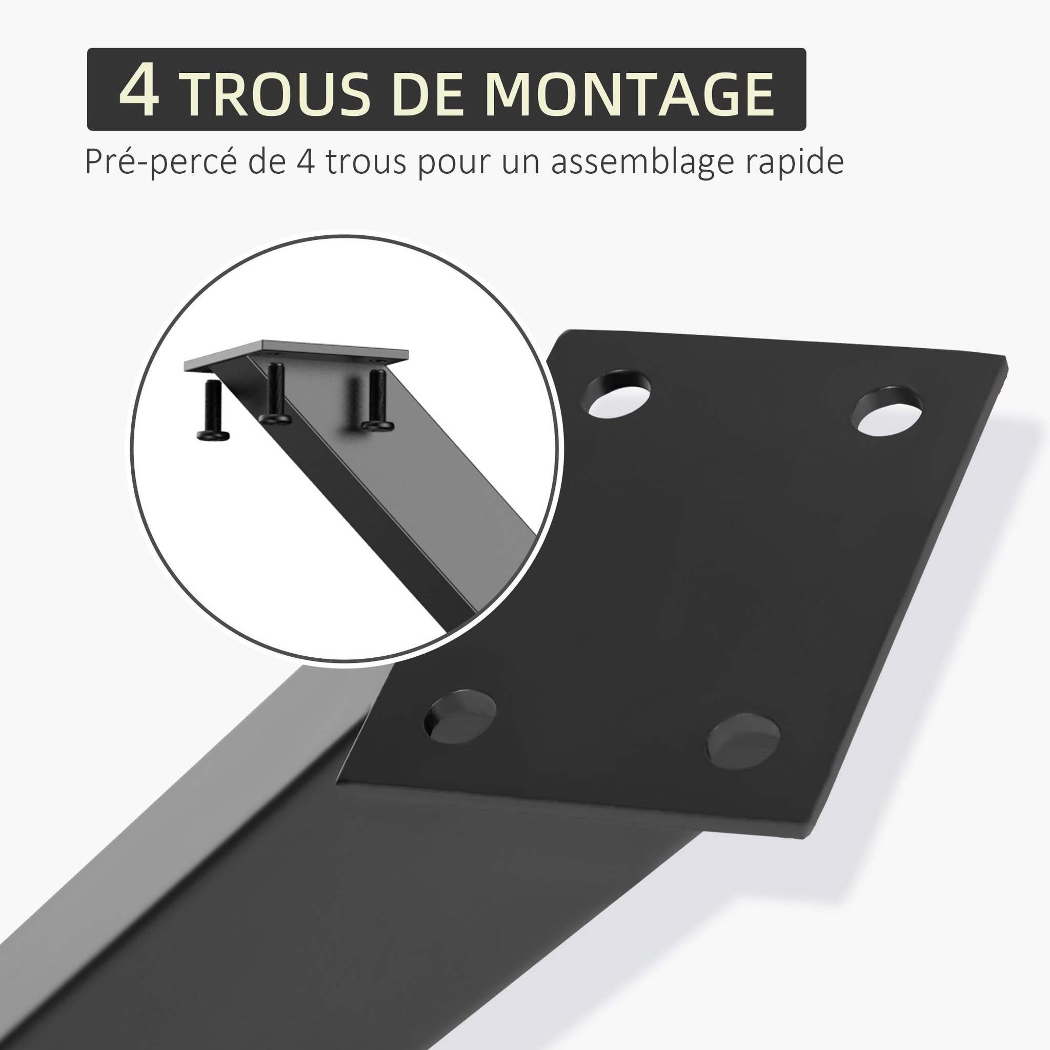 Voir la diapositive 4 : HOMCOM Lot de 2 pieds de table design industriel en croix - piètement antidérapant - dim. 80L x 4l x 72H cm - acier époxy noir