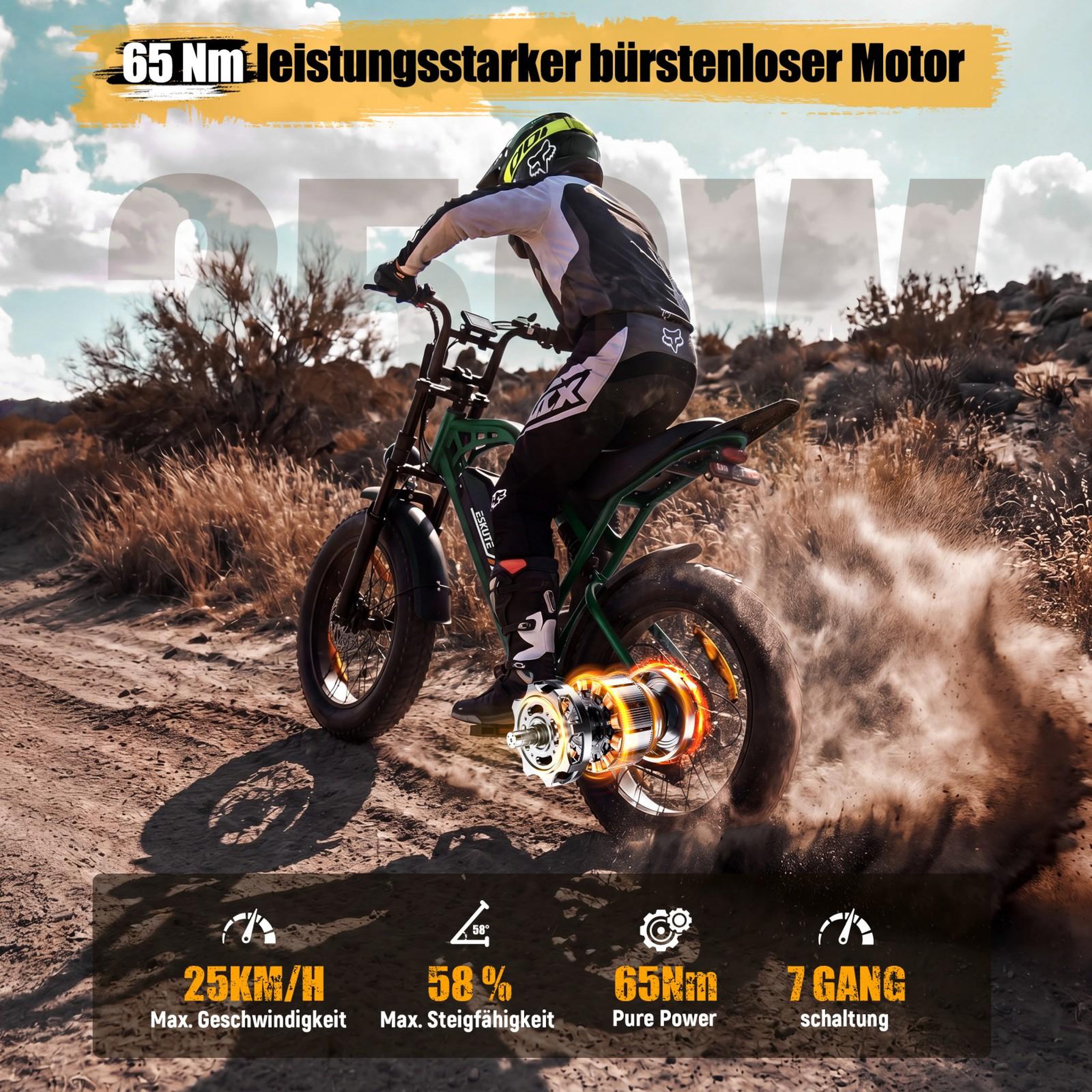 Voir la diapositive 6 : ESKUTE Vélo électrique ESKUTE V202, 48V 20,8Ah