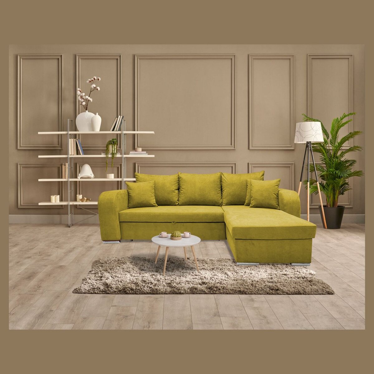 Canapé d'angle convertible réversible 5 places tissu BOB