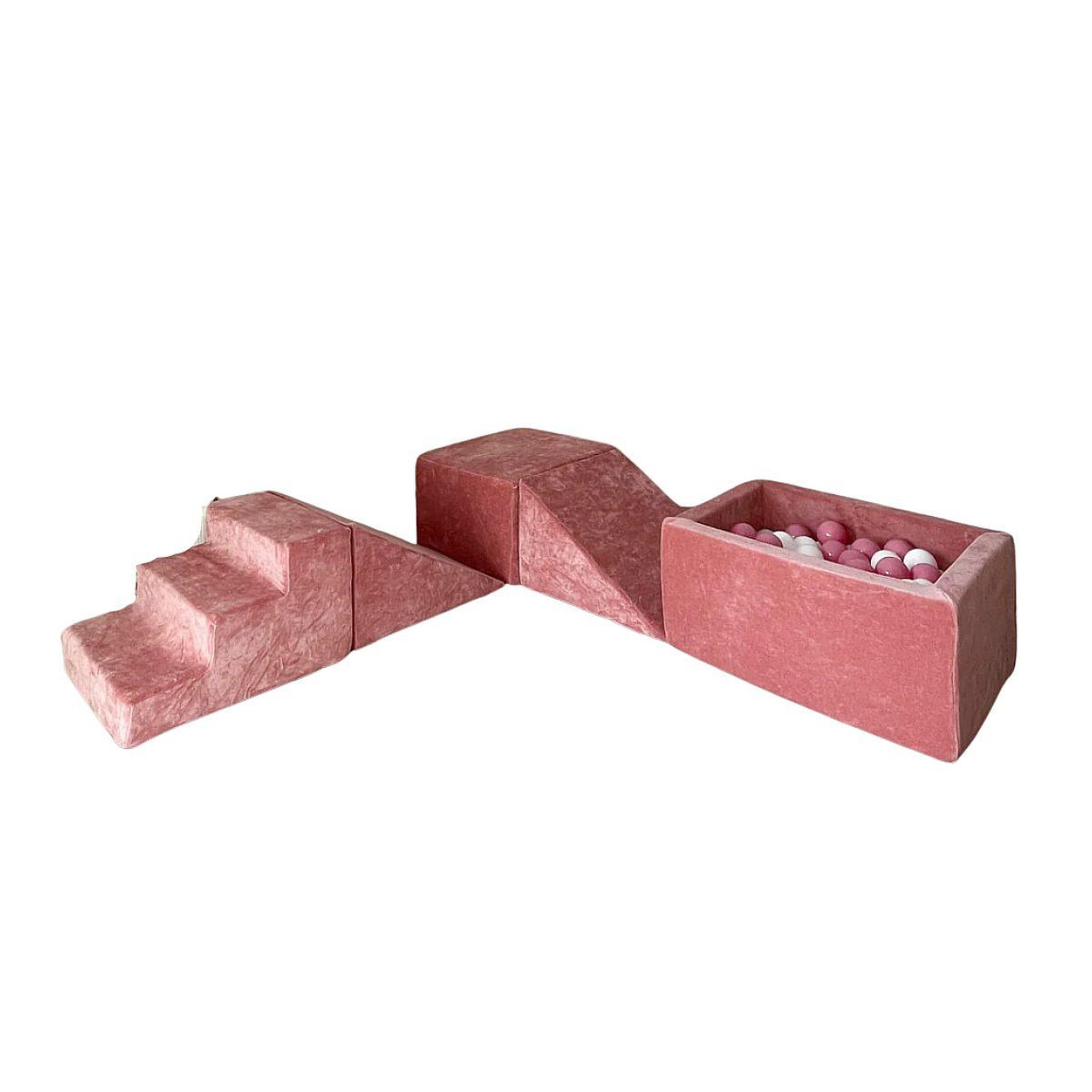 MONIO FOR KIDS Jeu en mousse 5 éléments avec mini piscine à balles velours rose