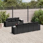 VIDAXL Salon de jardin 8 pcs avec coussins noir resine tressee