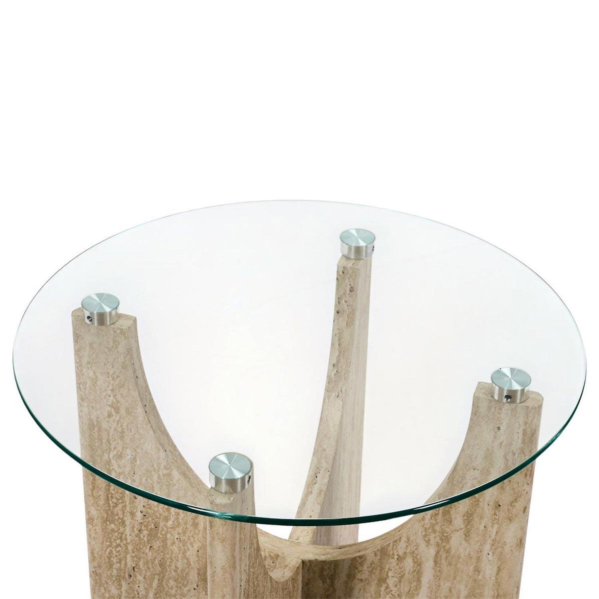 Voir la diapositive 2 : The Home Deco Factory Table d'appoint en verre  pietra  45cm beige