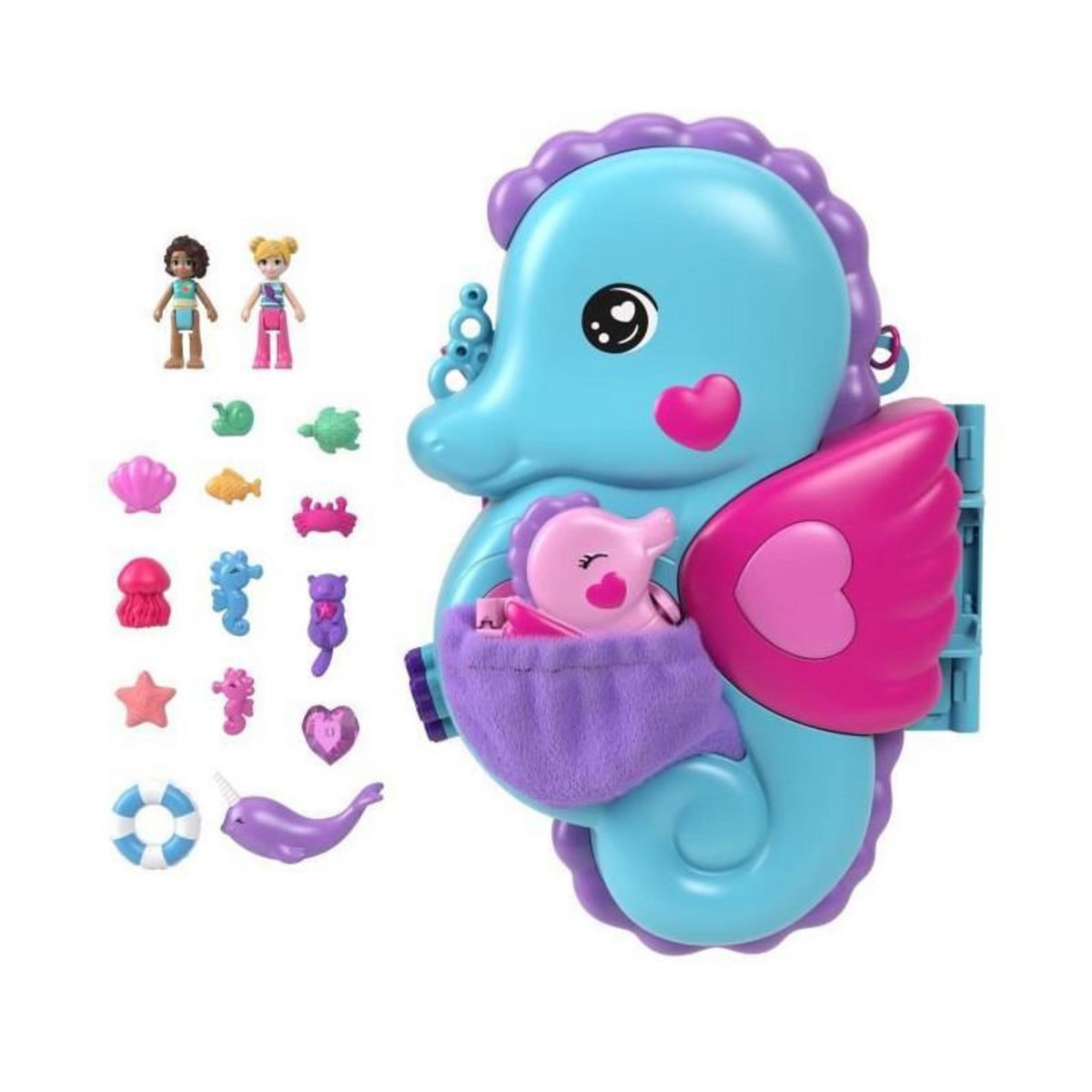 POLLY POCKET Polly Pocket-Papa et moi-Sac surprises hippocampe et 2 mini-figurines HWP03