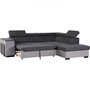 Voir la diapositive 5 : MARKET24 Canapé d'angle droit convertible + coffre 5 places - Tissu gris - L 271 x P 220 x H 77 cm - ARMSTRONG - Fabriqué en Ukraine