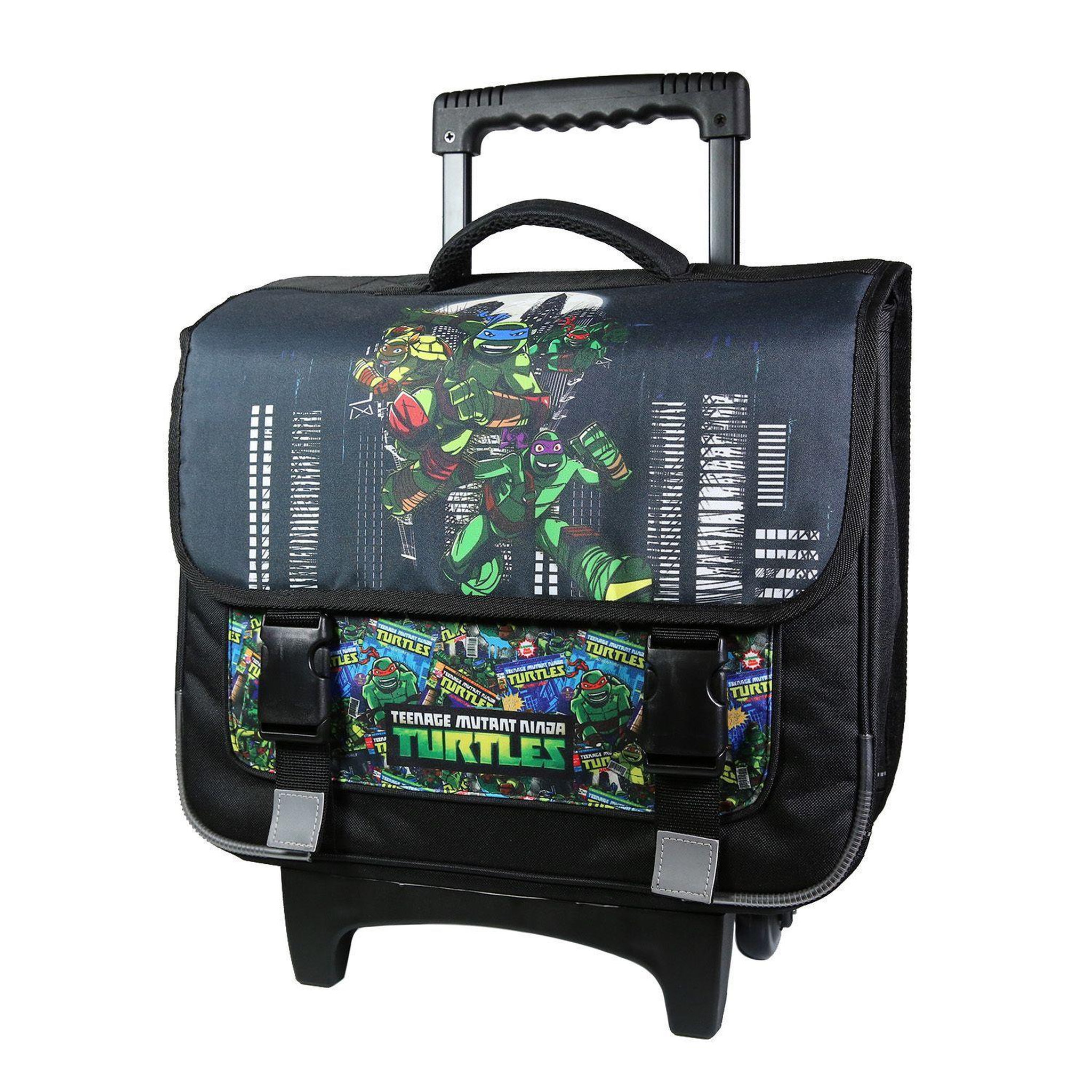 Voir la diapositive 2 : Bagtrotter BAGTROTTER Cartable à roulettes 38 cm Tortues Ninja Noir