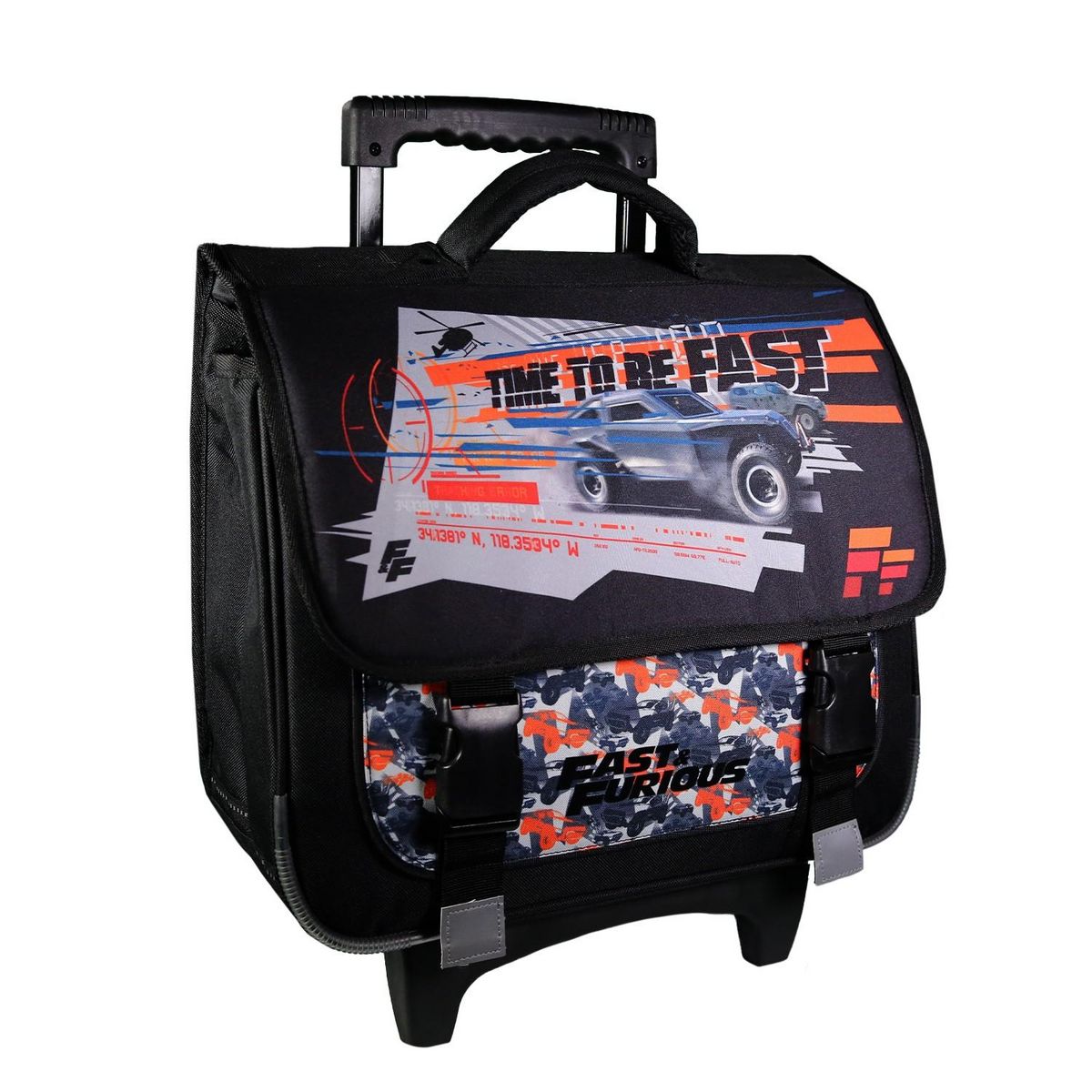 Bagtrotter BAGTROTTER Cartable à roulettes 38 cm Fast And Furious Noir