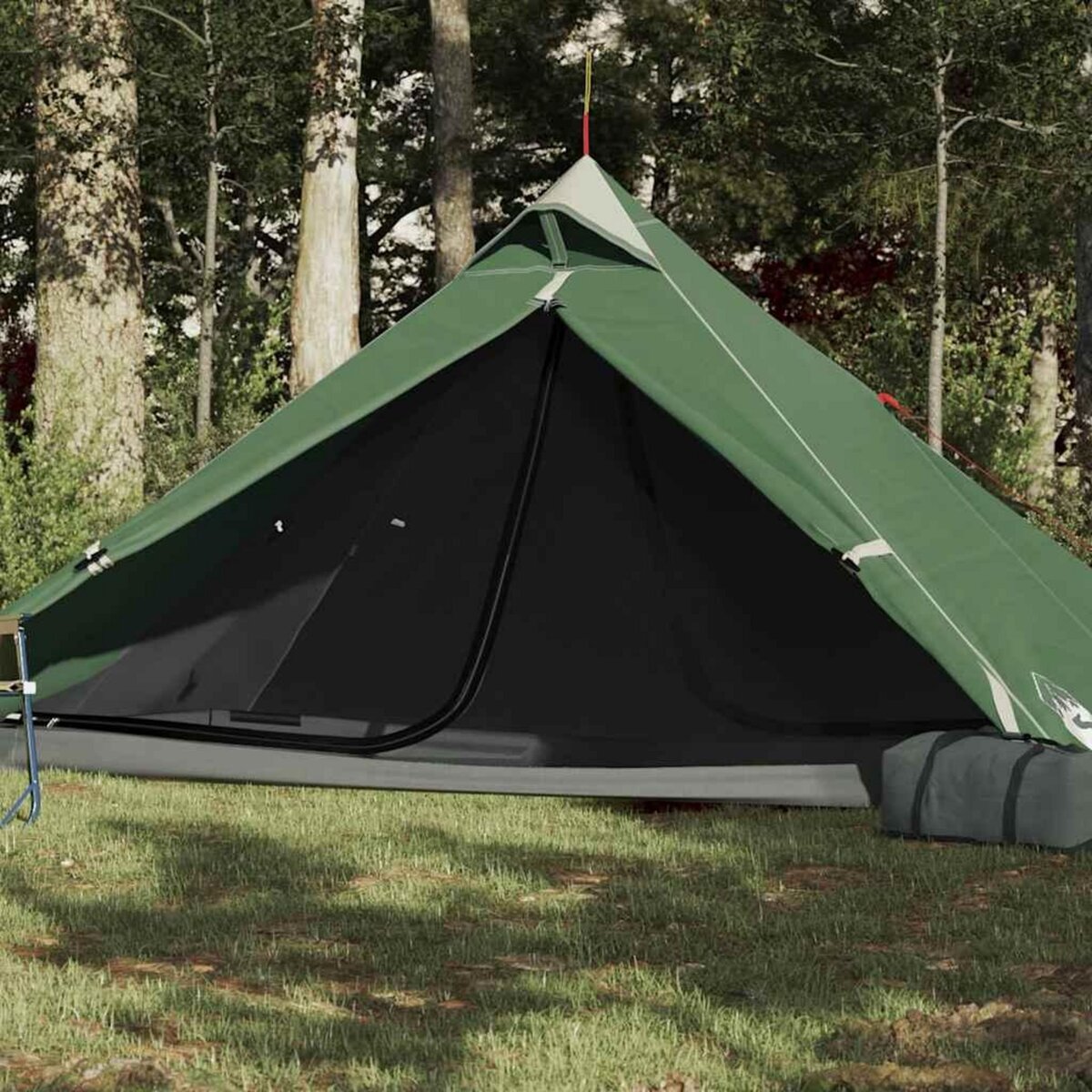 VIDAXL Tente de camping tipi 1 personne vert impermeable