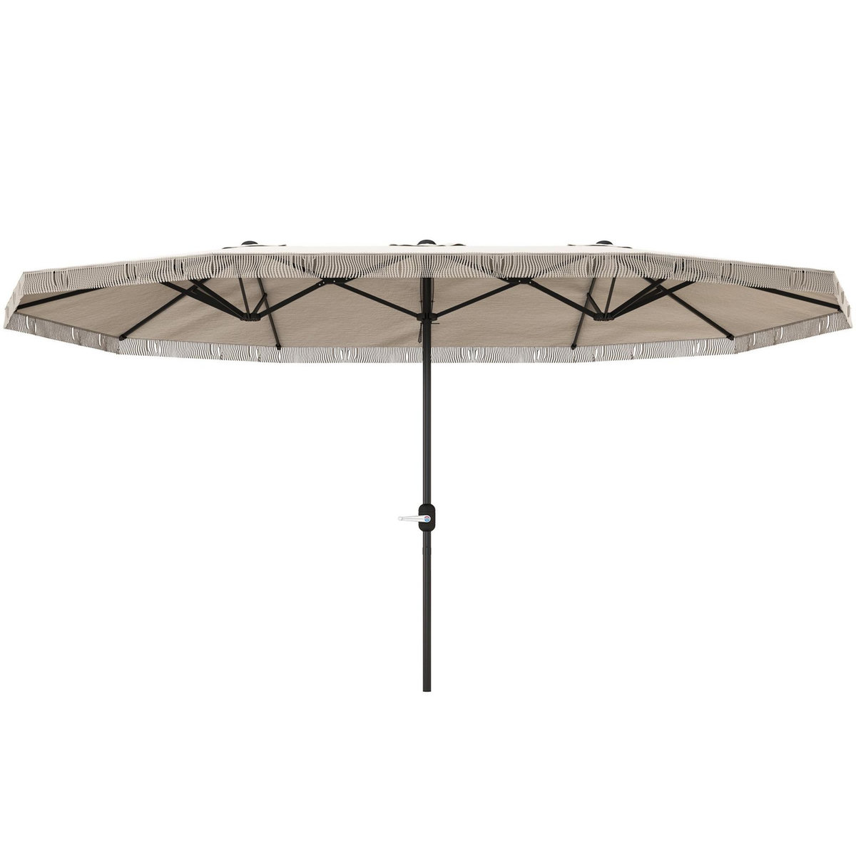 OUTSUNNY Parasol style bohème à franges XXL dim. 4,5 x 2,65 x 2,6 m ouverture fermeture manivelle métal tissu beige clair